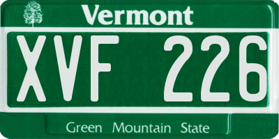 VT license plate XVF226