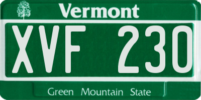 VT license plate XVF230