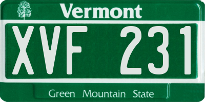 VT license plate XVF231