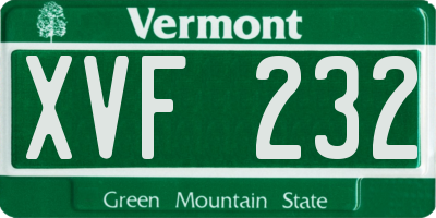 VT license plate XVF232
