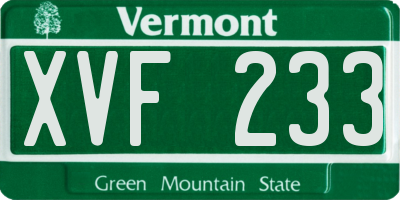 VT license plate XVF233