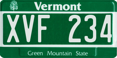 VT license plate XVF234