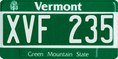VT license plate XVF235