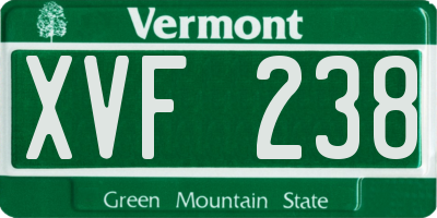 VT license plate XVF238