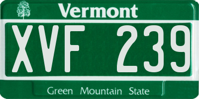 VT license plate XVF239