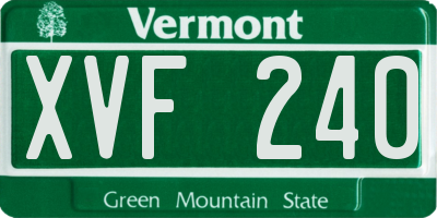VT license plate XVF240
