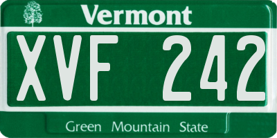 VT license plate XVF242