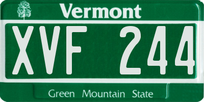 VT license plate XVF244