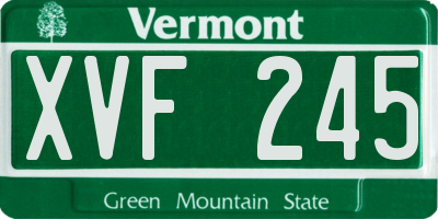 VT license plate XVF245