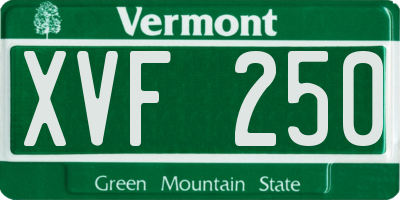 VT license plate XVF250