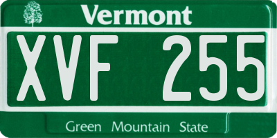VT license plate XVF255