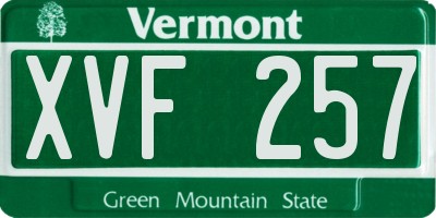 VT license plate XVF257