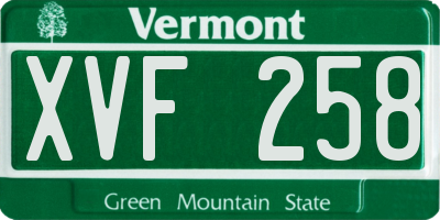 VT license plate XVF258