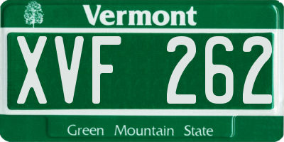 VT license plate XVF262