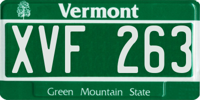 VT license plate XVF263