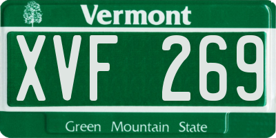 VT license plate XVF269