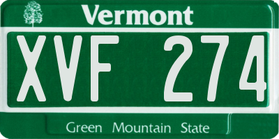 VT license plate XVF274