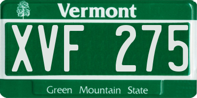 VT license plate XVF275