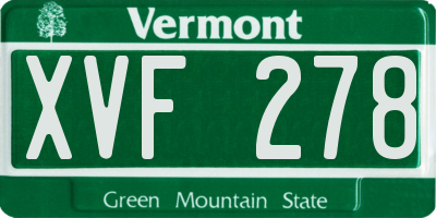 VT license plate XVF278
