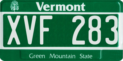 VT license plate XVF283