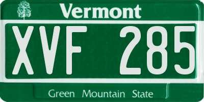 VT license plate XVF285
