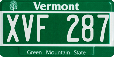 VT license plate XVF287