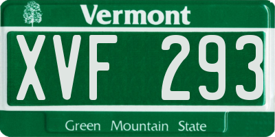 VT license plate XVF293