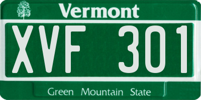 VT license plate XVF301