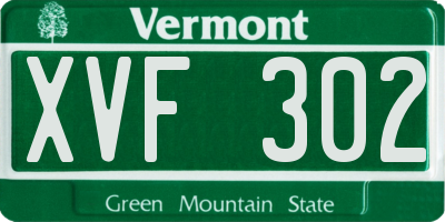 VT license plate XVF302