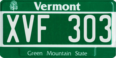 VT license plate XVF303