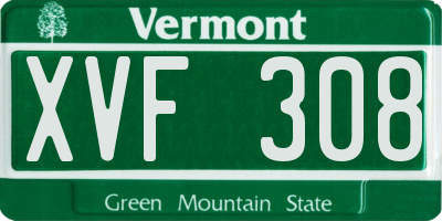 VT license plate XVF308