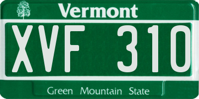 VT license plate XVF310