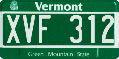 VT license plate XVF312