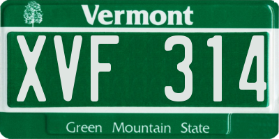 VT license plate XVF314