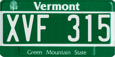 VT license plate XVF315