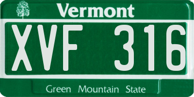VT license plate XVF316