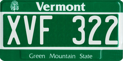 VT license plate XVF322