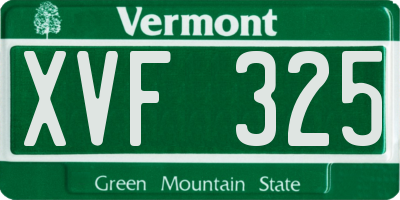 VT license plate XVF325