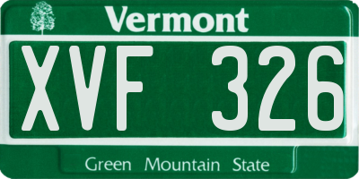 VT license plate XVF326