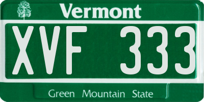 VT license plate XVF333