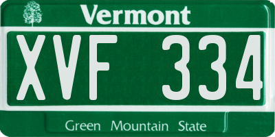 VT license plate XVF334