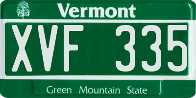 VT license plate XVF335