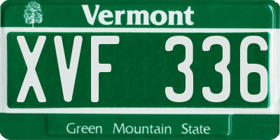 VT license plate XVF336