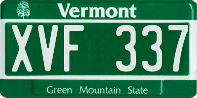 VT license plate XVF337