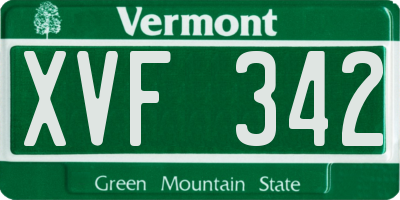 VT license plate XVF342