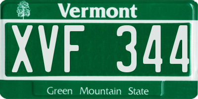 VT license plate XVF344