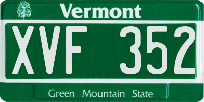 VT license plate XVF352