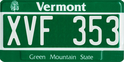 VT license plate XVF353