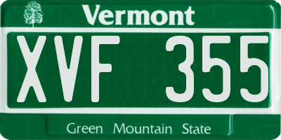 VT license plate XVF355