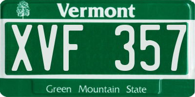 VT license plate XVF357